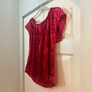 LC Lauren Conrad Red Velour Velvet Blouse Size M Crushed Velvet Top
